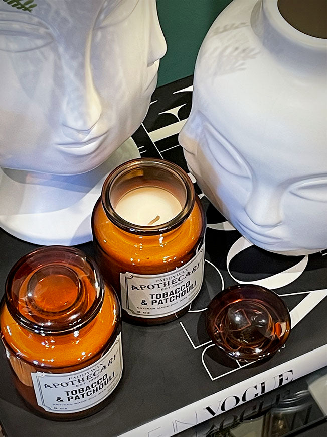 apothecary tobacco and patchouli NEW Paddywax Candle 8oz & natural white color of wax so there is no color dye is added Paddywax - Tobacco & Patchouli
