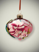 Christmas Bauble 'Embroidery' - Oval 8cm