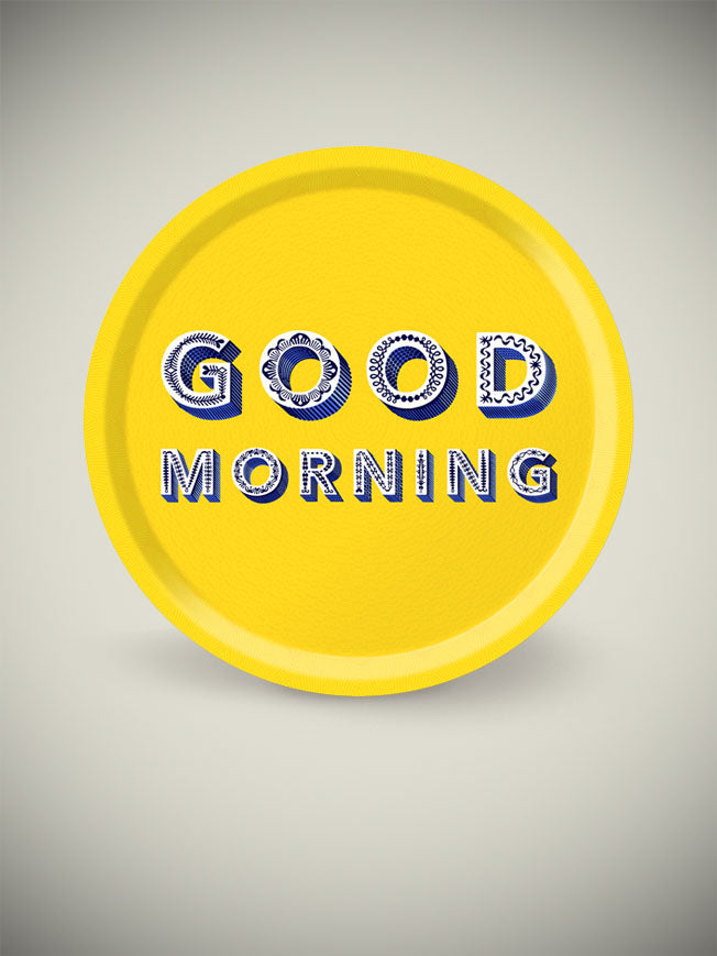 Round Tray 'Good Morning' Yellow - Ø39 cm