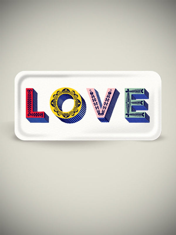 Bandeja Rectangular 'Love' Multicolor - 32x15 cm