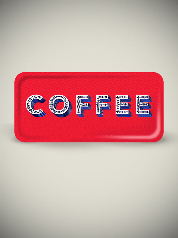 Rectangular Tray 'Coffee' Red - 32x15 cm