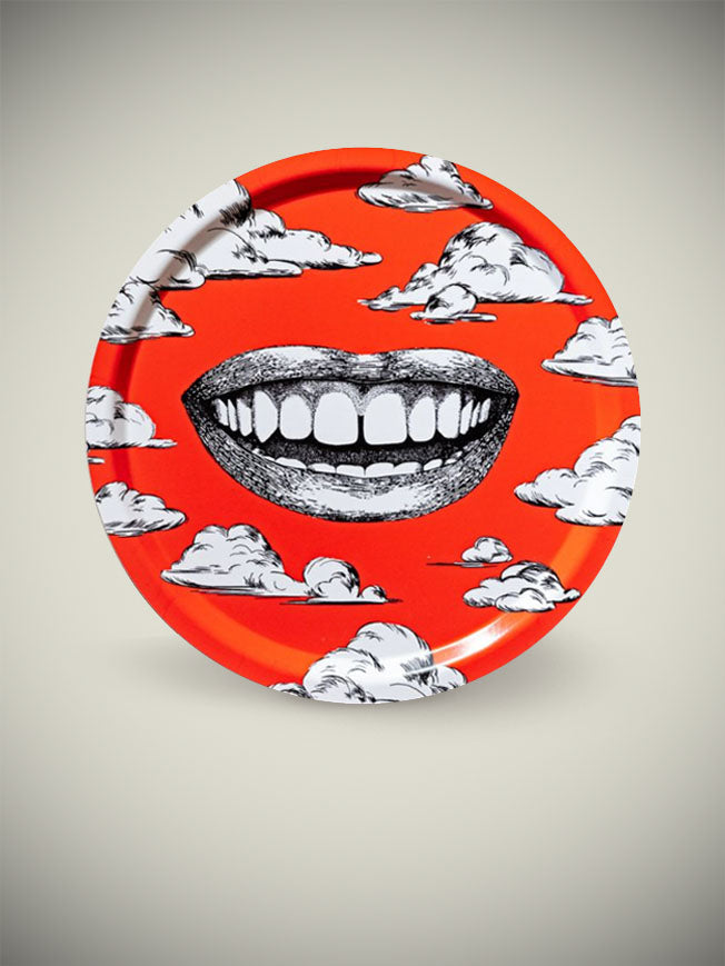 Round Tray 'Fabulous Smile' Red - Ø39 cm