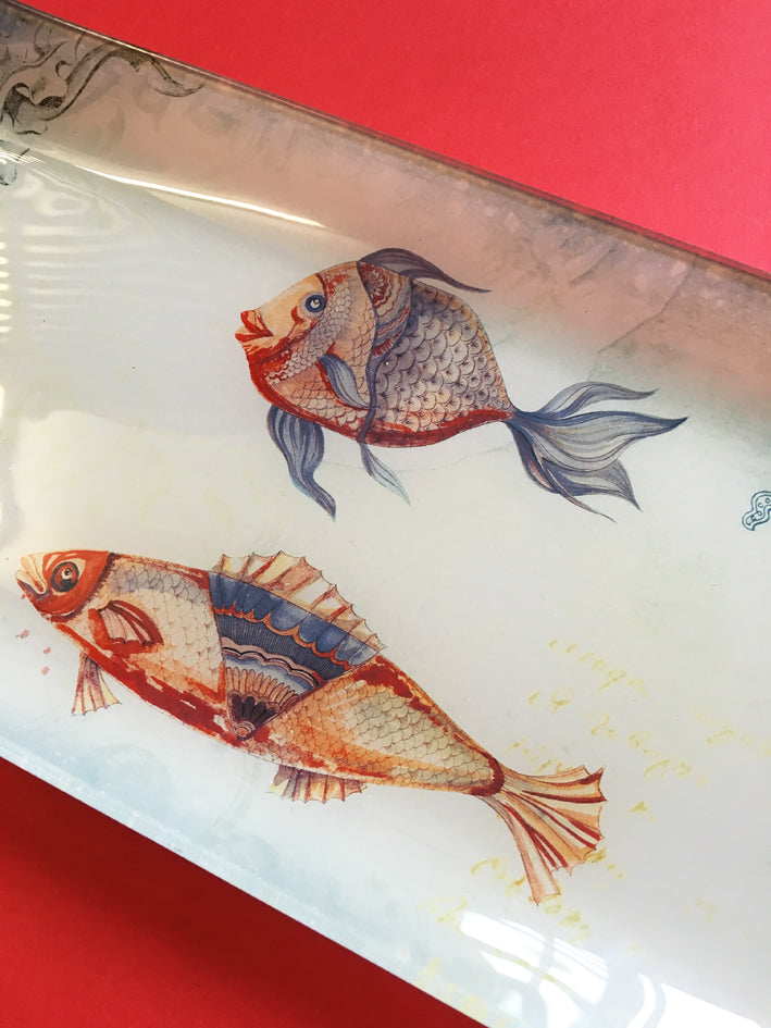 Glass Tray 'Vintage Fish'