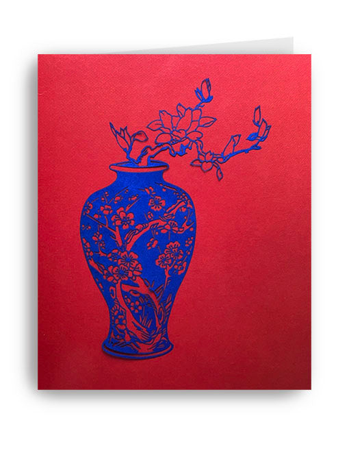 Tarjeta 'Blue Vase Papercut' - Victoria & Albert Museum