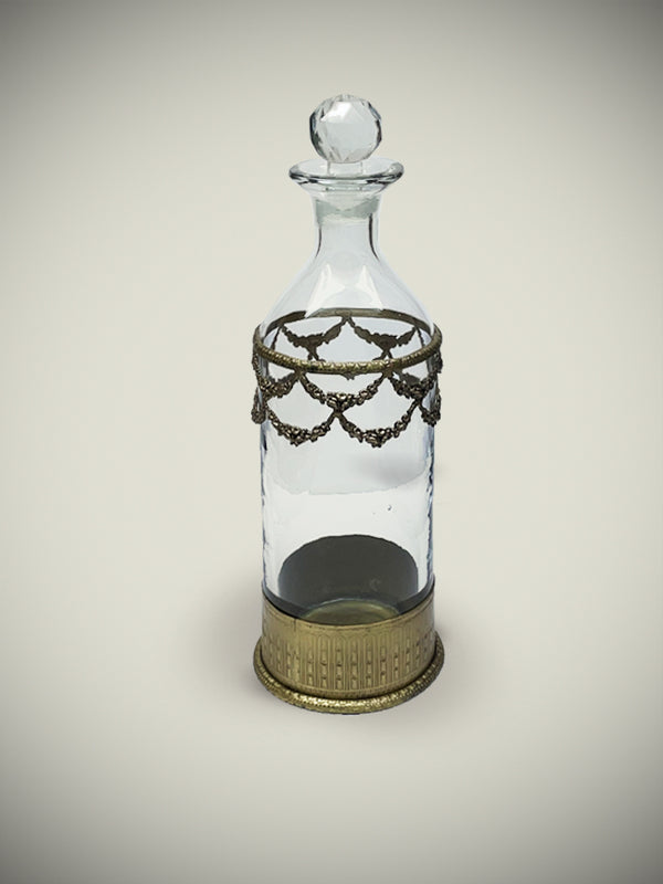 Antique Style Bottle 'Herbert' in Glass & Brass