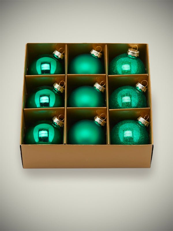 Set de 9 Bolas de Navidad 'Noel' Verdes Ø6 cm