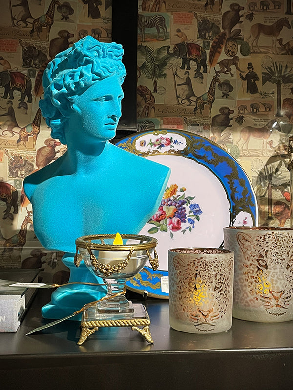 Classic Bust of 'Apollo' in Light Blue