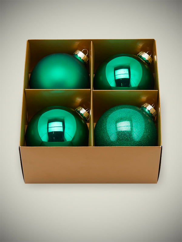 Set de 4 Bolas de Navidad 'Noel' Verdes Ø10 cm