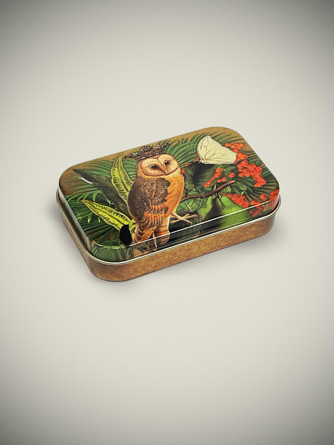 Small Tin Box 'Owl and Crown'