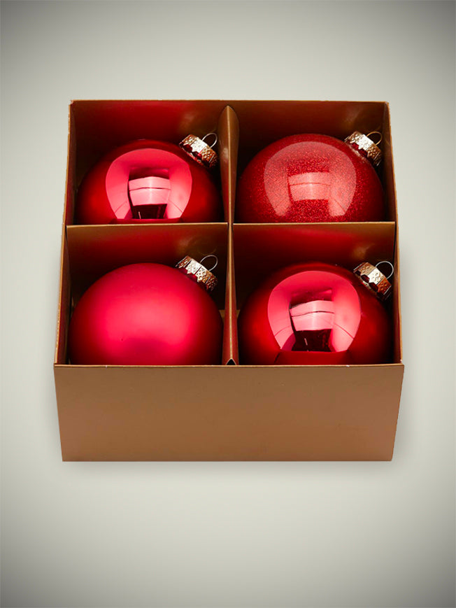 Set de 4 Bolas de Navidad 'Noel' Rojas Ø10 cm