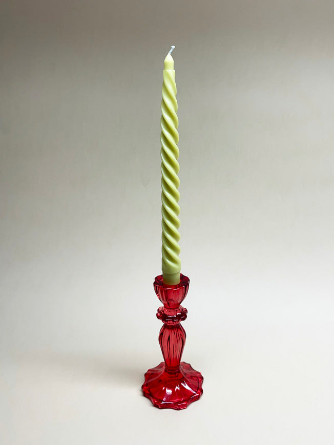 Glass Candlestick 'Cavendish' - Red