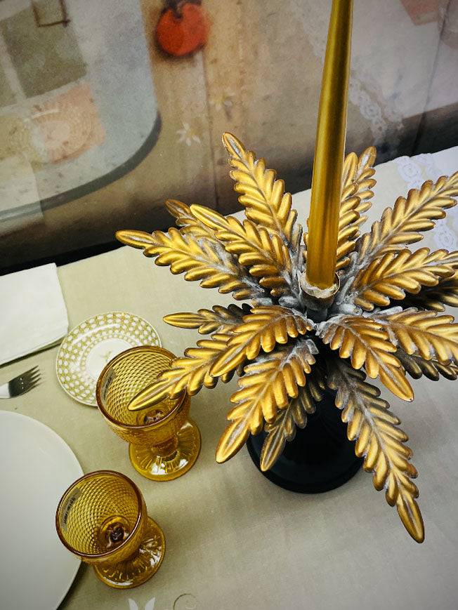 Candlestick 'Palm Tree' - Antiqued Gold