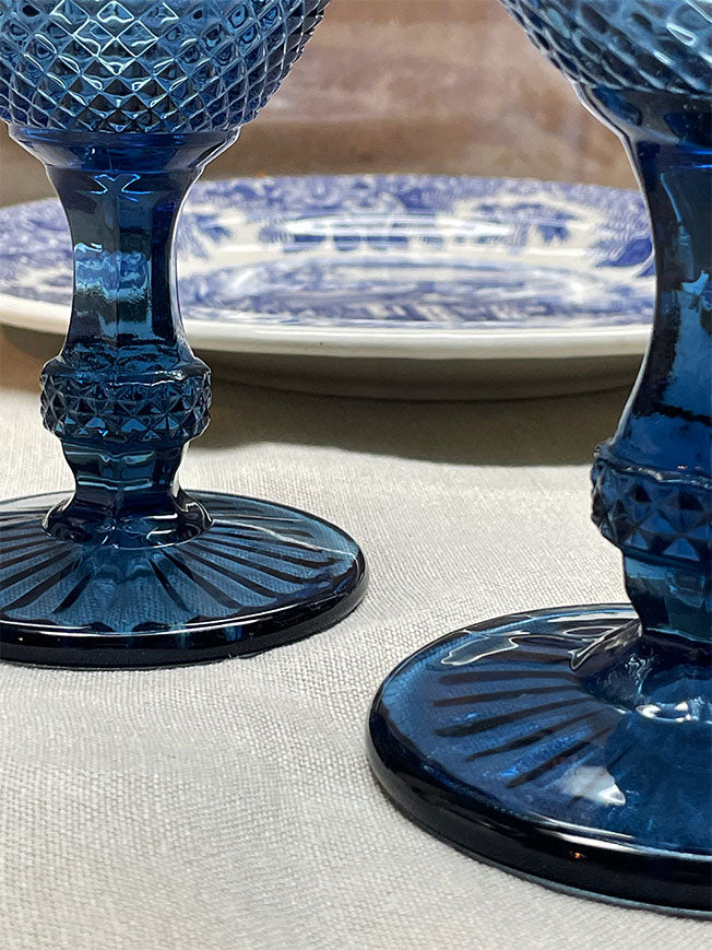 Large Glass Goblet 'Toscana' - Blue