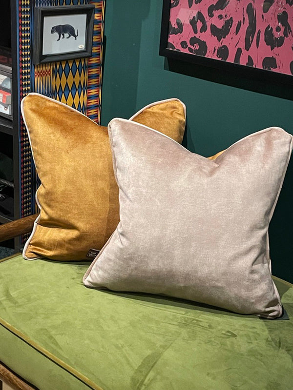 Cushion 'Etta' Mustard & Camel - 43x43 cm