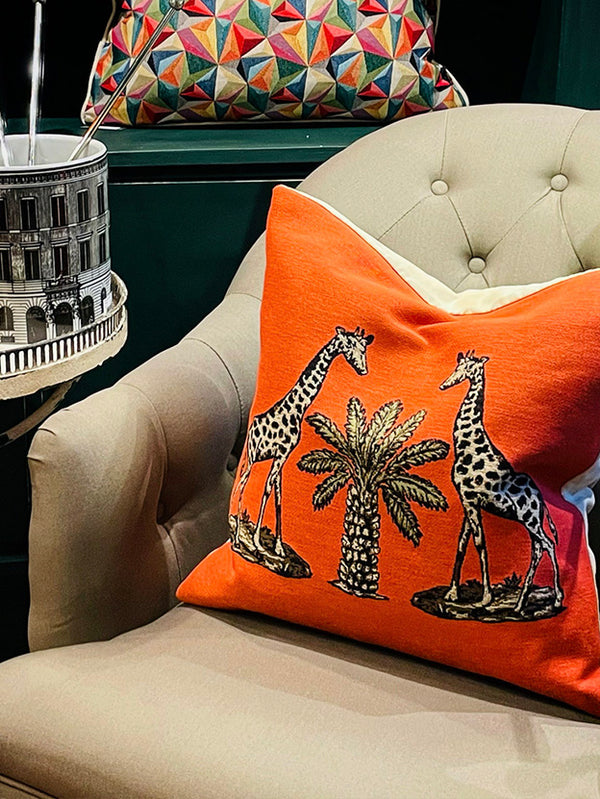 Cushion 'Savannah Giraffes & Palm Tree' - 45x45 cm