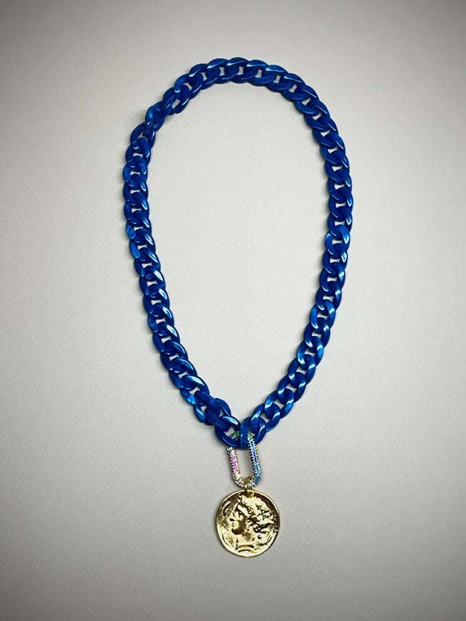 Collar Medalla 'Grand Tour' y Cadena Azul