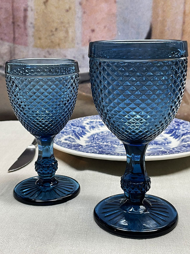 Large Glass Goblet 'Toscana' - Blue