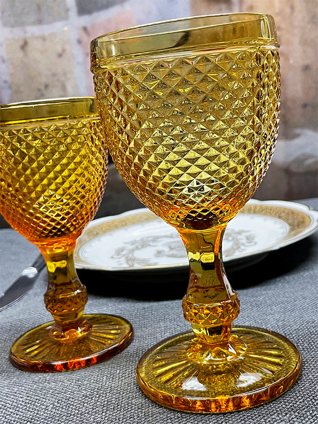 Large Glass Goblet 'Toscana' - Amber