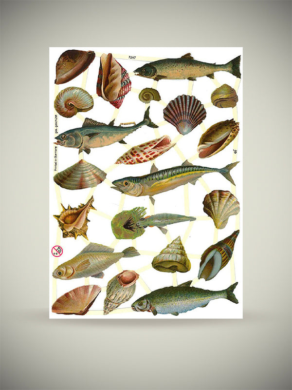 Sheet of German Scrap Reliefs 'Fish & Shells'