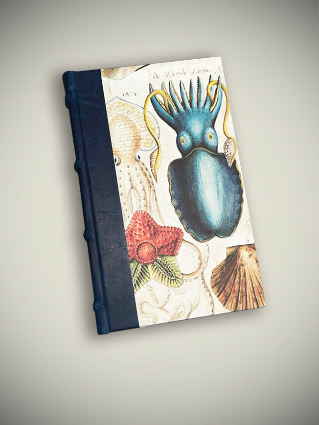 A5 Notebook 'Ocean Life' - Dark Blue Leather