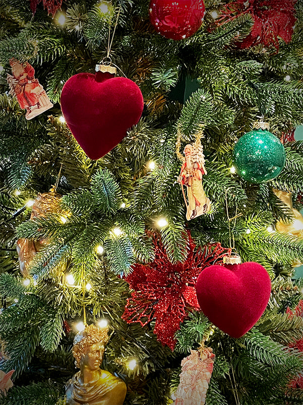 Velvet Christmas Ornament 'Heart' 10cm – Tartan & Zebra