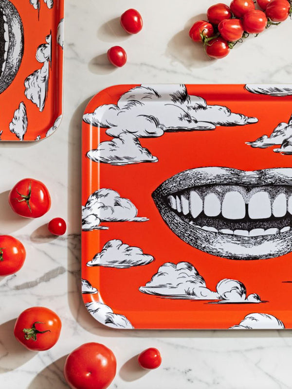 Rectangular Tray 'Fabulous Smile' Red - 43x33 cm
