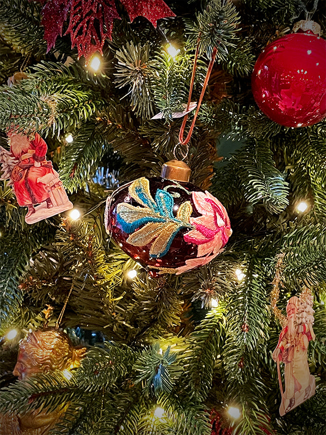 Bola Decoración Navidad 'Embroidery' Ovalada 8cm