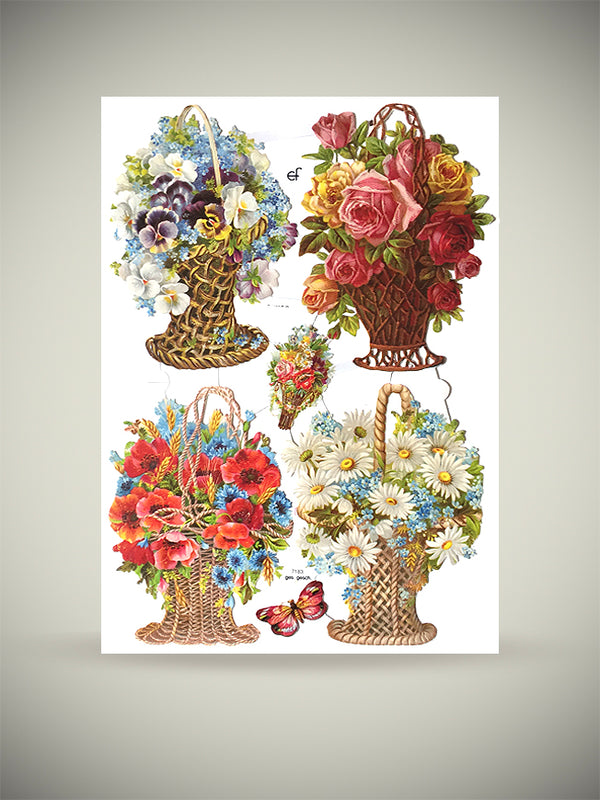 Sheet of German Scrap Reliefs 'Baskets & Bouquets'