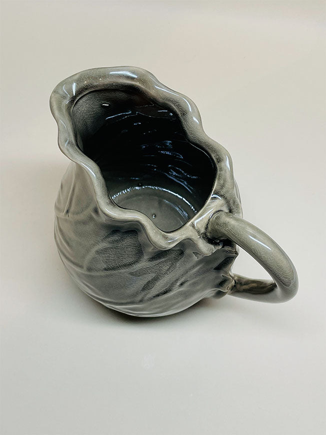 Small Ceramic Jug 'Feuille' - Taupe