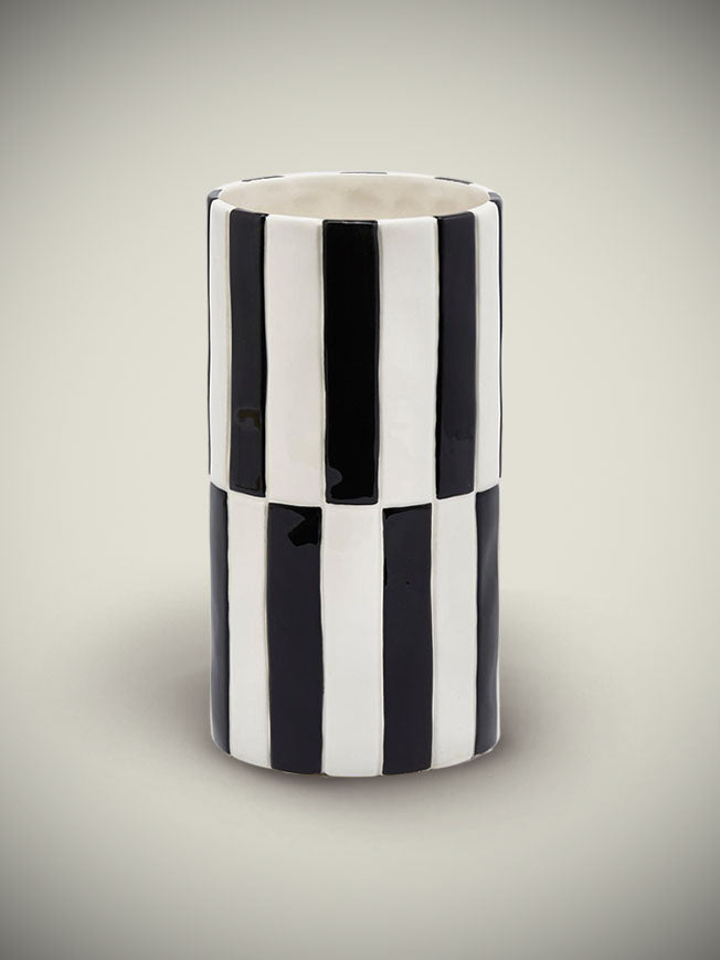 Ceramic Vase 'Cylinder' - Black and White