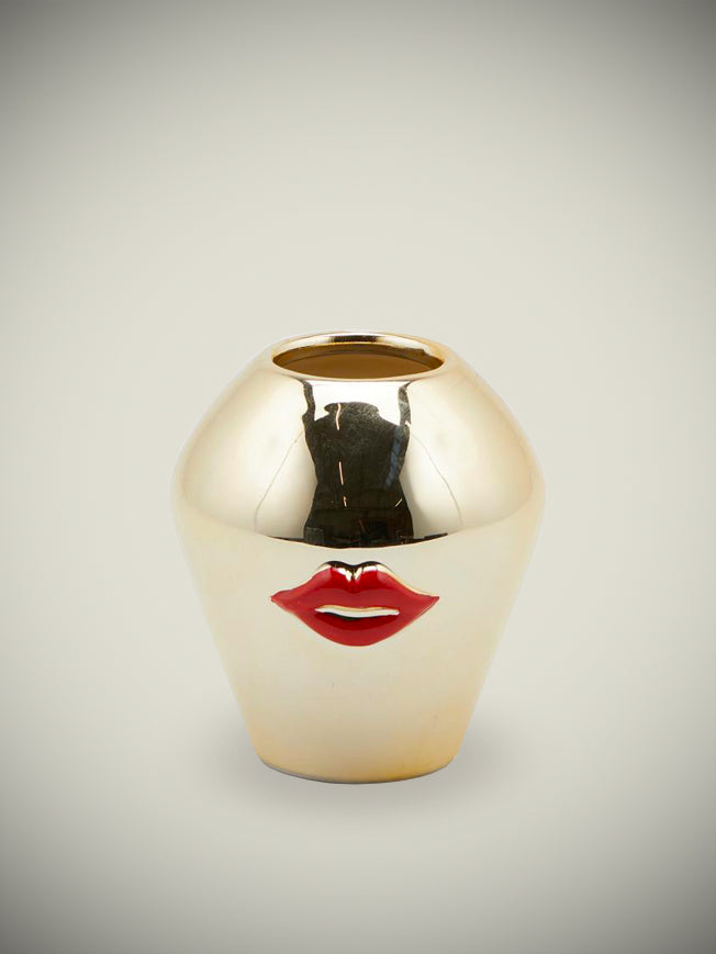Gold Vase 'Red Lips' - Small