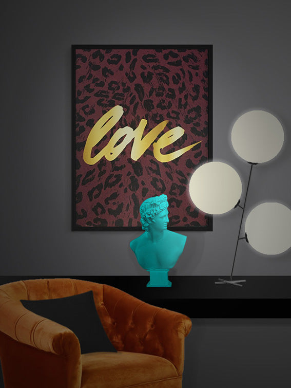 Decorative Framed Print 'Love Leopard' - 50x70