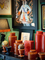 Large Round Vase With Lid 'Bellamy' - Orange