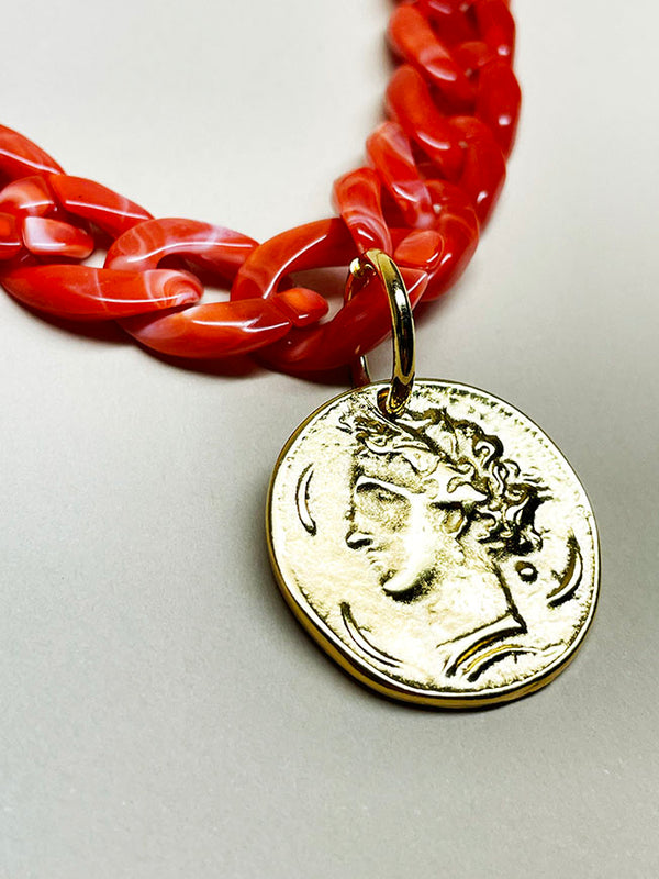 Collar Medalla 'Grand Tour' con Cadena Terracota