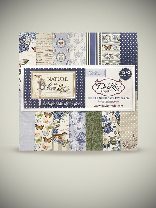 Pack 14 Hojas Papel Scrap 30x30cm 'Nature in Blue'