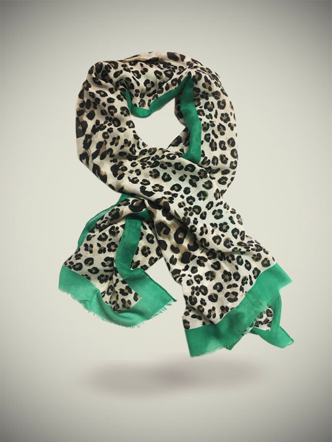 Pañuelo 'Leopardo' Verde - 185x90 cm
