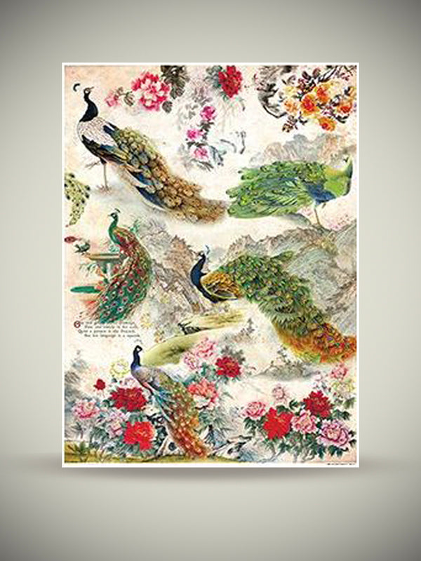 A3 Rice Paper Sheet 'Peacocks'