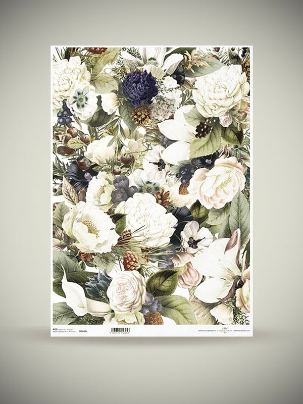 A3 Rice Paper Sheet 'Peonies & Magnolias'