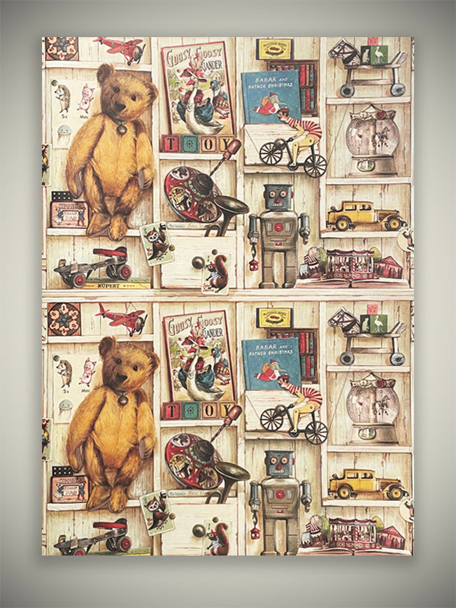 Papel Envoltorio 'Vintage Toy Shelves' - 100x70 cm