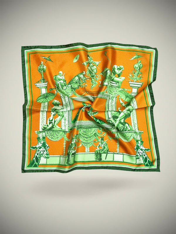 Pochette 'Jirafas' Orange and Green - 50x50