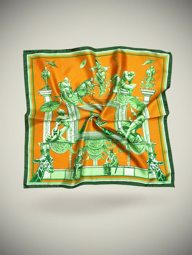 Pochette 'Jirafas' Naranja y Verde - 50x50