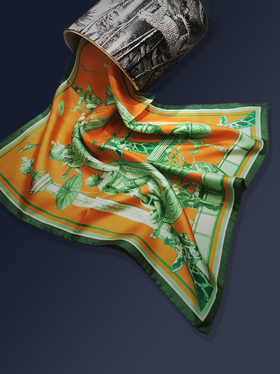 Pochette 'Jirafas' Naranja y Verde - 50x50