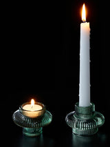 Glass Candle Holder 'Discus' - Green