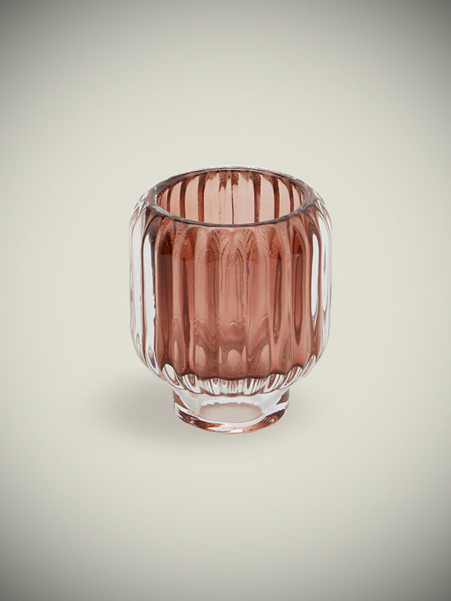 Glass Candle Holder 'Gloria' - Brown
