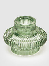 Glass Candle Holder 'Discus' - Green