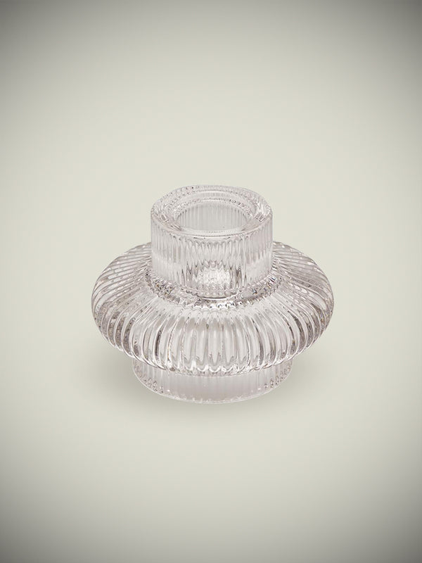 Glass Candle Holder 'Discus' - Light