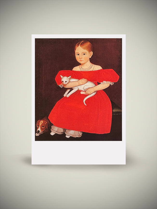 Postcard 'Girl in Red Dress With Cat and Dog' - Ammi Phillips