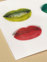 3D Postcard 'Red, Green, Blue, Yellow Lips'
