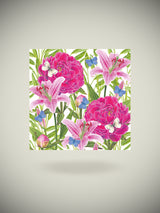 Pack of 20 Paper Napkins 'Peonies and Lilies' - 25x25 cm