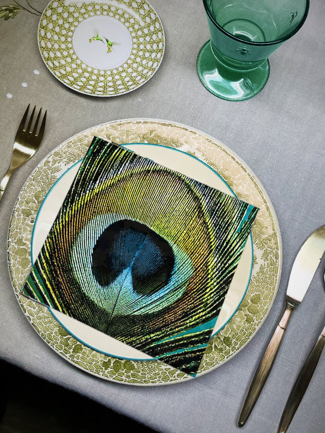 Pack of 20 Paper Napkins 'Paradise Peacock' - 33x33 cm